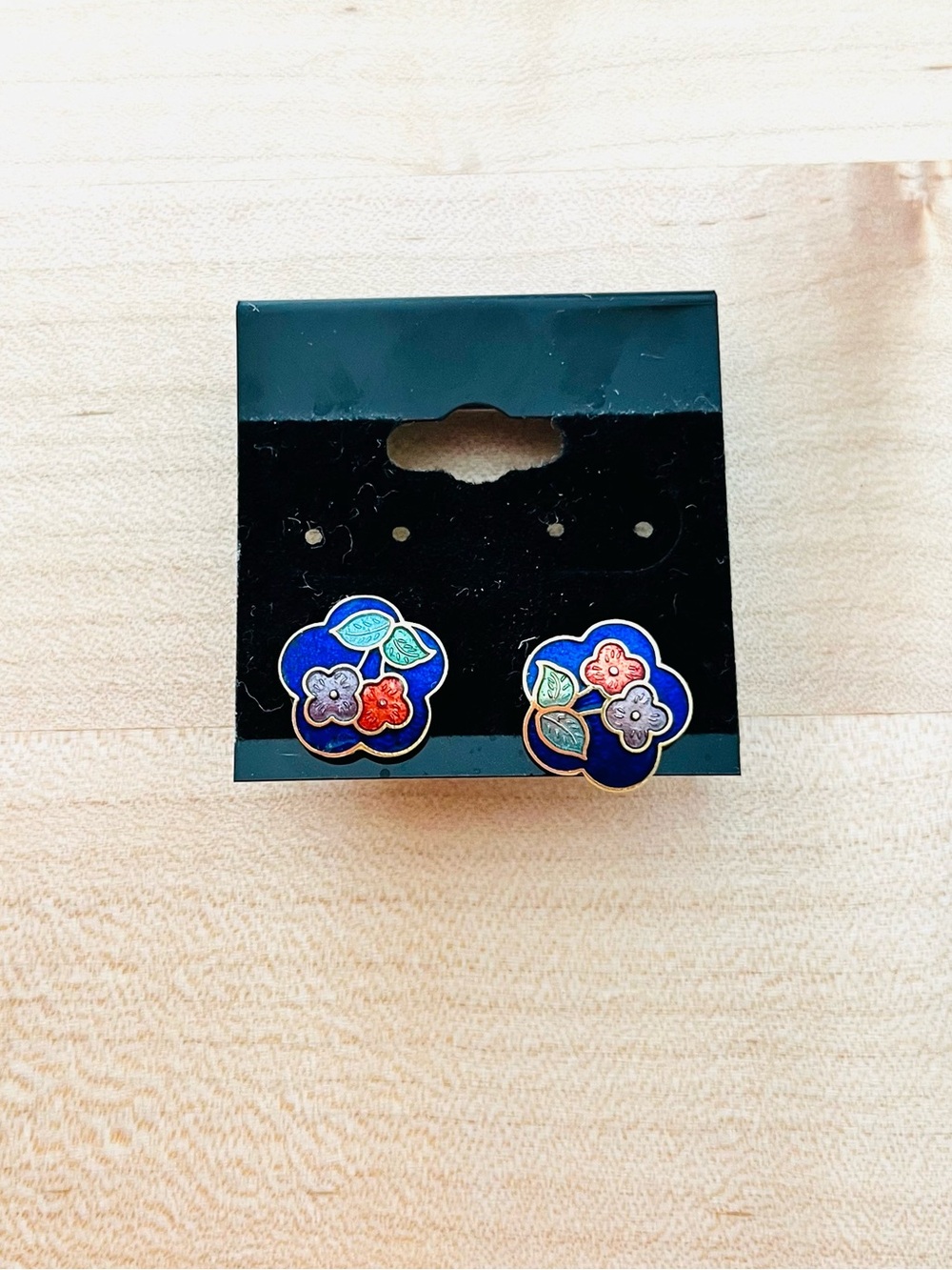 Vintage floral cloisonné enamel earrings